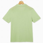  Herren Leinenhemd Poloshirts Lässig Urlaub Klassisch Kurzarm Urlaub Mode Einfach Texture Knöpfe Sommer Frühling Normale Passform Meerblau Schwarz Rosa Grün Leicht Blau Leinenhemd