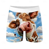  Herren Tiermotiv Kuh Dehnbare Boxershorts Badeshorts Boxer-Badeshorts Lustig Lässig Heim Strandurlaub Elastischer Bund Feuchtigkeitsableitend Atmungsaktive Unterwäsche Designer Bekleidung