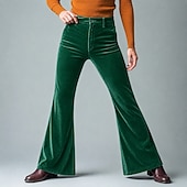 economico Fondi-Retrò Vintage Hippie Anni '70 Pantaloni Pantaloni a zampa d'elefante Pantaloni a zampa Hippie Disco Tinta unica Costume Per uomo Halloween Carnevale Festival Musicale Feste Abbigliamento Quotidiano