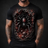  Men's Animal Spider T Shirt Short Sleeve T shirt 3D Print Crew Neck Shirt Dark Casual Daily Street Blue Black Red Summer Spring Clothing Apparel S M L XL 2XL 3XL
