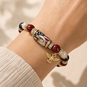  U.S. 250th Anniversary Bracelet 2026, Patriotic American Flag Bald Eagle Beaded Bracelet, Freedom Independence Day Jewelry Gift for Men Women, Memorial Keepsake for 1776-2026 Celebration