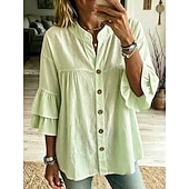  Per donna Blusa Volant Semplice Elegante Casual Senza Maniche Collo alla coreana Top Regolari Casuale Quotidiano Bianco Giallo Rosa Verde Estate Primavera