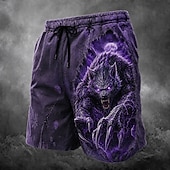  Halloween Ανδρικά Ζώο Λύκος Αστείος Σορτσάκια Κολύμβησης Σορτς παραλίας Μαγιό Μεσαία Μέση Κομψό στυλ street Χαβανέζα Διακοπές στην παραλία Ελαστική μέση με κορδόνι Σχεδιαστής Ρούχα