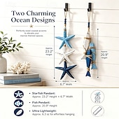 cheap Decorative Lights-Lighted Wooden Fish &amp; Starfish Wall Decor – Beachy Wall Decor with Warm LEDs, Coastal Nautical Hanging Decor for Bathroom, Porch &amp; Beach House