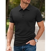 preiswerte Klassisches Poloshirt für Herren-Herren Poloshirts Polohemd aus Eisseide-Seersucker Lässig Straße Revers Kurzarm Basic Modern Einfach Jacquard Leicht Sommer Frühling Blau Weiß Schwarz Khaki Armeegrün Poloshirts