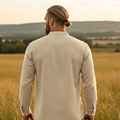  Medievale Rinascimento Camicia Lunghe Pirata Vichingo Costume Per uomo Halloween Carnevale Performance LARP Fiera Rinascimentale Adulti Camicia