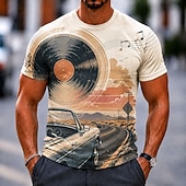  Men's Music Guitar Coconut Palm T Shirt Short Sleeve T shirt 3D Print Crew Neck Shirt Hawaiian Retro Vintage Casual Daily Street White White 1 White 2 Summer Spring Clothing Apparel S M L XL 2XL 3XL