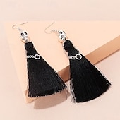 cheap Wearables &amp; Dress-Up-1/2 Pair of Halloween Skeleton Bride Tassel Earrings, Gothic Skull Dangle Drop Earrings for Women, Zinc Alloy Halloween Jewelry, Ghost Festival, Cosplay Costume Party Accessories