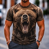  Hombre Animal León Camiseta Manga Corta Camiseta Impresión 3D Cuello Barco Camisa Gracioso Casual Diario Calle Marrón Marrón 2 Gris Verano Primavera Ropa S M L XL 2XL 3XL