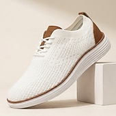 ieftine Pantofi casual cu șireturi-Pantofi sport casual business pentru bărbați, respirabili, tricotați, cu șireturi, ușori și confortabili, pentru birou, călătorii, plimbări zilnice, ținute smart casual și weekend