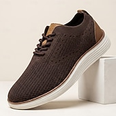 ieftine Pantofi casual cu șireturi-Pantofi sport casual business pentru bărbați, respirabili, tricotați, cu șireturi, ușori și confortabili, pentru birou, călătorii, plimbări zilnice, ținute smart casual și weekend