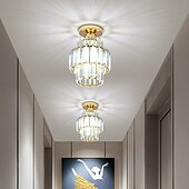 cheap Chandeliers-Modern Crystal Ceiling Light, E27 Crystal Chandelier Ceiling Lamp, Round Lampshade for Hallway, Stairs, Living Room, Bedroom, Kitchen, Bar, Restaurant