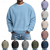 economico Felpe di base-Per uomo Maglia Felpa a nido d'ape Maglione Aalbicocca Nero Bianco Verde chiaro Rosso Girocollo Semplice Testurizzato Casuale Quotidiano Sport &amp; Outdoor Poliestere Streetwear Cool Abbigliamento