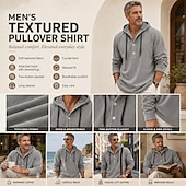 baratos Camisas Popover Masculinas-Homens Camisa Social Camisa casual Camiseta de Veludo Azul Branco Azul Marinha Cinzento Escuro Manga Longa Tecido Com Capuz Casual Diário Com Capuz Roupa Elastano Poliéster Vintage Moda Roupa de rua