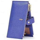 cheap Card Holders &amp; Cases-RFID Blocking Bifold Purse Credit Card Holder PU Leather Billfold Card Holder Wallet Double Zipper Hasp Card Purse