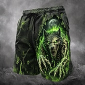  Halloween Per uomo Animale Lupo Divertente Pantaloncini da mare Pantaloncini da Surf Costume nuoto a pantaloncino Misura del girovita medio Streetwear Hawaiano Vacanza al Mare Tasche Laterali fodera