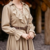 Medieval Renascentist Rochii Mâneci Lungi Pirat Viching Costume de fancy Pentru femei Pirat Fantezie Halloween Carnaval Performanță LARP Ren Faire Adulți Rochie