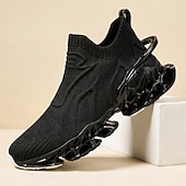 abordables Zapatillas Informales-Zapatillas deportivas de punto transpirables para hombre, ligeras y sin cordones, ideales para caminar y correr, para uso casual, viajes, fitness, actividades al aire libre y comodidad diaria.