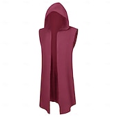 cheap Outfits-Retro Vintage Medieval Renaissance Waist Belt Hooded Cloak Arm Guards Sleeveless Archer Ranger Solid Color Fancy Dress Men's Fantasy Masquerade Party Renaissance Fair LARP Adults' Cloak Waist Belt