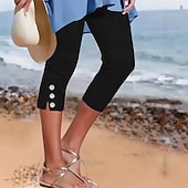  Women's Capri Pants Leggings Elegant Vacation Capris High Waist Plain Comfort Stretchy Vacation White Black Summer Spring Fall