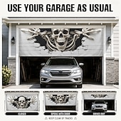 billiga Garageportskydd-Halloween-spöklikt garageportsskydd, läskigt spöke med blodspår och "jag ser dig"-tryck, obehaglig skräckdekoration för utomhusträdgård, hus eller fest 2025