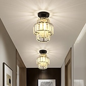 cheap Chandeliers-Modern Crystal Ceiling Light, E27 Crystal Chandelier Ceiling Lamp, Round Lampshade for Hallway, Stairs, Living Room, Bedroom, Kitchen, Bar, Restaurant