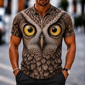  Bărbați Animal Desene 3D Tricouri polo Tricouri polo cu fermoar Manșon scurt Tricouri de polo Cămăși cu guler Casual În aer liber Îmbrăcăminte Atletică Imprimare 3D Material Plasă care Respiră Polo
