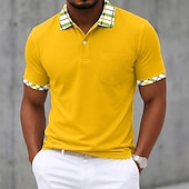 abordables Polo clásico para hombre-Hombre Camiseta de golf Camisetas polo piqué Casual Negocio Clásico Manga Corta Moda Básico Color sólido Plaid Botones Verano Primavera Primavera &amp; Otoño Ajuste regular Blanco Amarillo Azul Marino