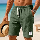 economico Vacanza-Per uomo Shorts Pantaloncini Estivi Shorts da Spiaggia Pantaloncini casual Coulisse Elastico in vita Tinta unica Testurizzato Comodità Traspirante Corto Casuale Quotidiano All'aperto Moda Retr
