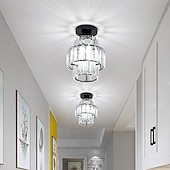 cheap Chandeliers-Modern Crystal Ceiling Light, E27 Crystal Chandelier Ceiling Lamp, Round Lampshade for Hallway, Stairs, Living Room, Bedroom, Kitchen, Bar, Restaurant