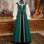 billiga Klänning-Retro / vintage Victoriansk Medeltida kostymer Klänningar Blus / Skjorta Maskerad Lady Viking Främling Plusstorlekar Maskeradkläder Dam Kunglig Halloween Karnival Maskerad Fest Halloween Vuxna Blus