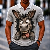 ieftine Polo cu imprimeu animal pentru bărbați-Bărbați Vacă Desene 3D Tricouri polo Polo cu fermoar Manșon scurt Răsfrânt Casual / Sport Casual Zilnic Sporturi &amp; Exterior Imprimare 3D Vară Primăvară Toamnă 1# 2# 3#
