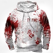 economico Felpe e Sweatshirt di Halloween-Per uomo Stampe Grafiche Felpa con Cappuccio Felpe con cappuccio Felpa Streetwear Designer Casual Grande e Alto Manica Lunga Con Cappuccio Quotidiano Sportivo 1 2 3 Rosso Stampato Primavera &amp; Autunno