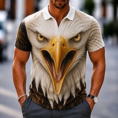  Bărbați Animal Desene 3D Tricouri polo Tricouri polo cu fermoar Manșon scurt Tricouri de polo Cămăși cu guler Casual În aer liber Îmbrăcăminte Atletică Imprimare 3D Material Plasă care Respiră Polo