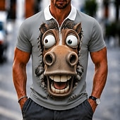 ieftine Polo cu imprimeu animal pentru bărbați-Bărbați Vacă Desene 3D Tricouri polo Polo cu fermoar Manșon scurt Răsfrânt Casual / Sport Casual Zilnic Sporturi &amp; Exterior Imprimare 3D Vară Primăvară Toamnă 1# 2# 3#
