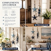 cheap Decorative Lights-Lighted Wooden Fish &amp; Starfish Wall Decor – Beachy Wall Decor with Warm LEDs, Coastal Nautical Hanging Decor for Bathroom, Porch &amp; Beach House