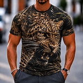  Hombre Animal León Camiseta Manga Corta Camiseta Impresión 3D Cuello Barco Camisa Gracioso Casual Diario Calle Marrón Marrón 2 Gris Verano Primavera Ropa S M L XL 2XL 3XL