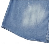cheap Men's Denim Shirts-Men's Shirt Chambray Shirt Calico Shirt Button Up Shirt Casual Shirt Denim Shirt Denim Blue Black Dark Navy Blue Long Sleeve Plain Collar Daily Vacation Clothing Apparel Cotton Fashion Casual