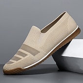 cheap Slip-On Casual Shoes-Men's Knit Slip-On Shoes, Breathable Woven Casual Loafers for Walking, Travel and Everyday Wear