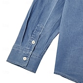 cheap Men's Denim Shirts-Men's Shirt Chambray Shirt Calico Shirt Button Up Shirt Casual Shirt Denim Shirt Denim Blue Black Dark Navy Blue Long Sleeve Plain Collar Daily Vacation Clothing Apparel Cotton Fashion Casual