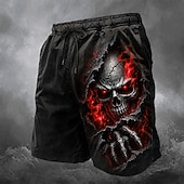 economico Pantaloni di Halloween-Costumi uomo Halloween teschi costume da bagno pantaloni corti pantaloni da mare vita media scuri casual esterni tasche laterali fodera in rete vita elastica con coulisse abbigliamento designer