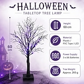 cheap Indoor &amp; Party Lighting-Halloween Decoration 24 LEDs Tree Lights Spooky Halloween Party Decorative Lights Indoor Decoration Purple Landscape Lights Ghost Festival Simulation Luminous Tree