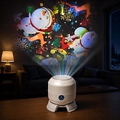 voordelige Vakantie &amp; Fun-projector-Dynamische, roterende LED-projectorlamp, 360° draaibare, via USB oplaadbare oceaan nachtlamp projector met dynamische patronen van sneeuwvlokken/oceanen/kerst voor slaapkamer, toilet en hal.