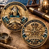 cheap Event &amp; Party Supplies-King Neptune's Court Shellback Challenge Coin, Double-Sided Crossing the Equator Commemorative Coin, Nautical Collectible Medallion for Sailors, Navy Veterans, Seafarers and Maritime Gifts