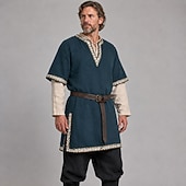 preiswerte Oberteile-Mittelalterlich Renaissance 17. Jahrhundert Hemd Tunika Pirat Krieger Ritter Wikinger Keltischer Ritter Bestickt Stickerei Kostüm Herren Vikinger Fantasie Halloween Maskerade Leistung Maskerade LARP