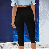  Women's Capri Pants Leggings Elegant Vacation Capris High Waist Plain Comfort Stretchy Vacation White Black Summer Spring Fall