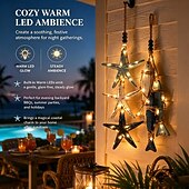 cheap Decorative Lights-Lighted Wooden Fish &amp; Starfish Wall Decor – Beachy Wall Decor with Warm LEDs, Coastal Nautical Hanging Decor for Bathroom, Porch &amp; Beach House