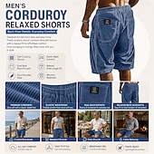 economico Pantaloncini casual-Per uomo Shorts Pantaloncini casual Pantaloncini di velluto a coste Tasca Elastico in vita Semplice Traspirante Lunghezza al ginocchio All'aperto Vacanza Abbigliamento quotidiano Vacanza Moda Nero