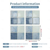 abordables Papel pintado-24 adhesivos 3D para azulejos de pared, adhesivos autoadhesivos para salpicaderos con efecto de azulejo y patrón a cuadros, paneles de pared impermeables y removibles para cocina, dormitorio, sala de