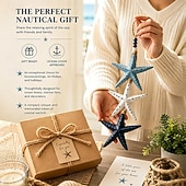 cheap Decorative Lights-Lighted Wooden Fish &amp; Starfish Wall Decor – Beachy Wall Decor with Warm LEDs, Coastal Nautical Hanging Decor for Bathroom, Porch &amp; Beach House